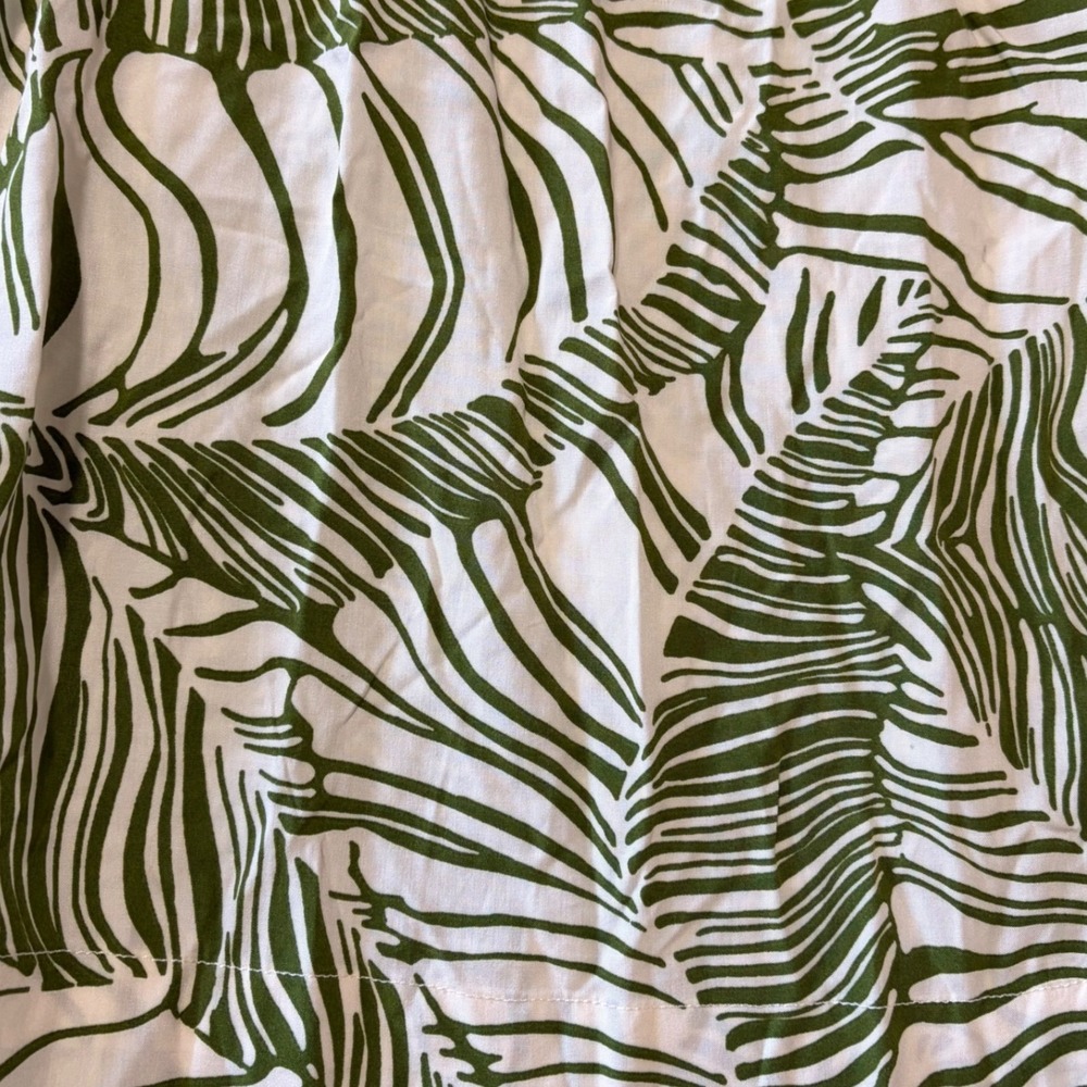 Marled Wide Leg Pants Womens M Green Leaf Print Smocked Waist Travel Pull On - Picture 4 of 6